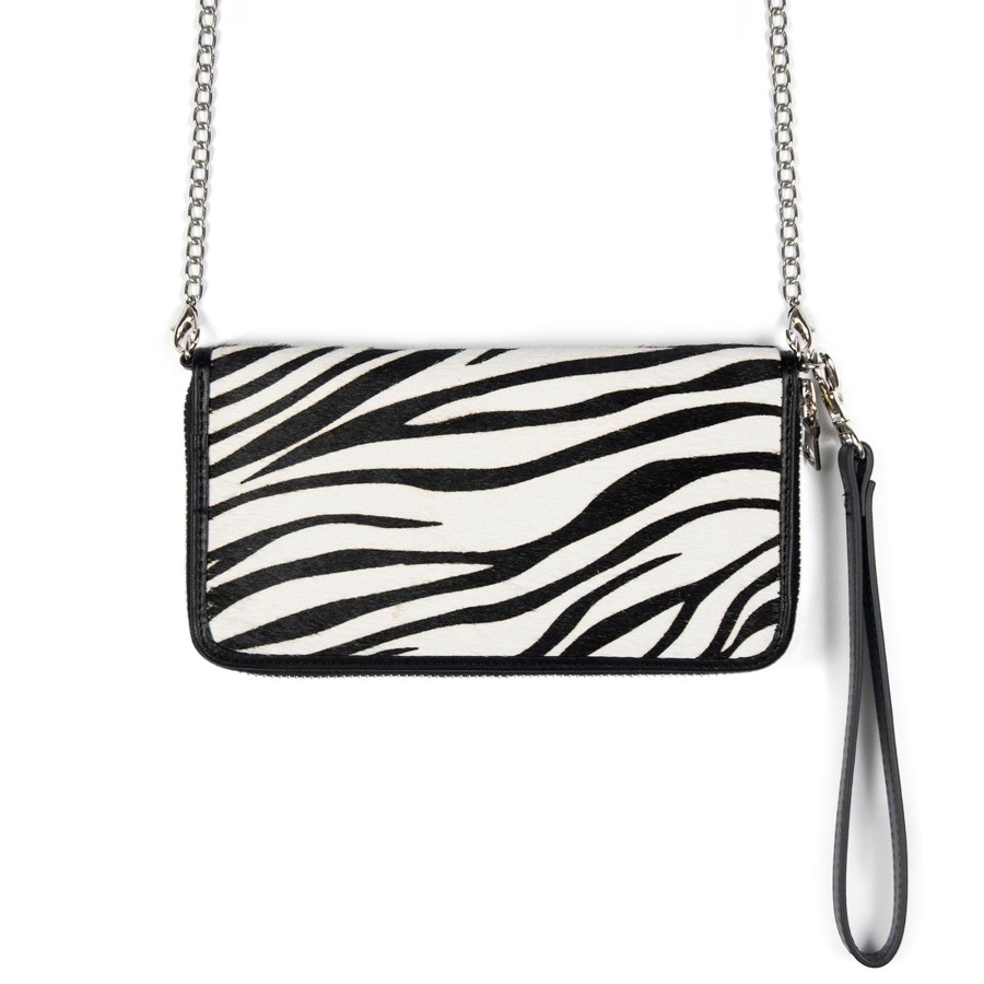 Women Straight To Hell Apparel Wallets | Adeline - Zebra Leather Clutch, Purse, Belt Bag