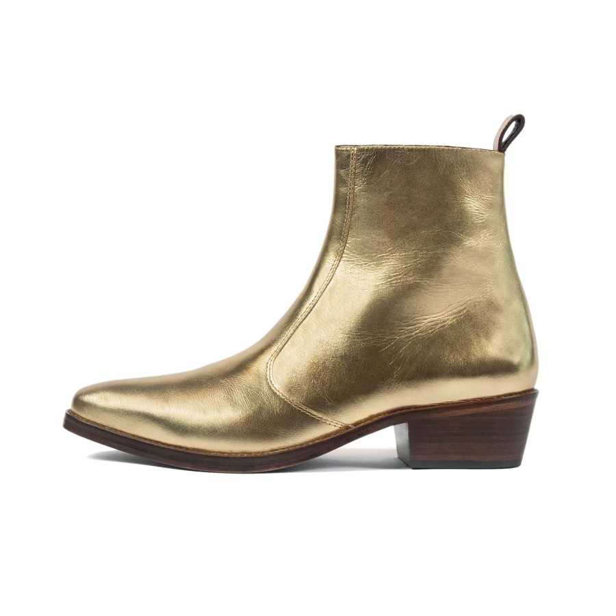 Men Straight To Hell Apparel Boots | Richards - Gold Leather Zip Boot