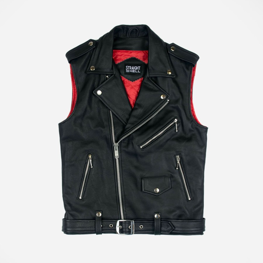 Men Straight To Hell Apparel Leather Jackets | Commando Vest - Leather Vest