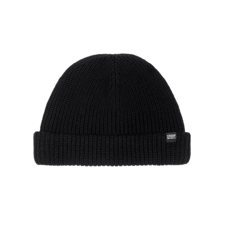 Women Straight To Hell Apparel Hats & Beanies | Wanderer - Black Wool Short Beanie