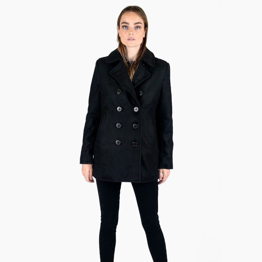 Women Straight To Hell Apparel Coats & Jackets | Guardian - Wool Pea Coat (Size M, L, Xl)