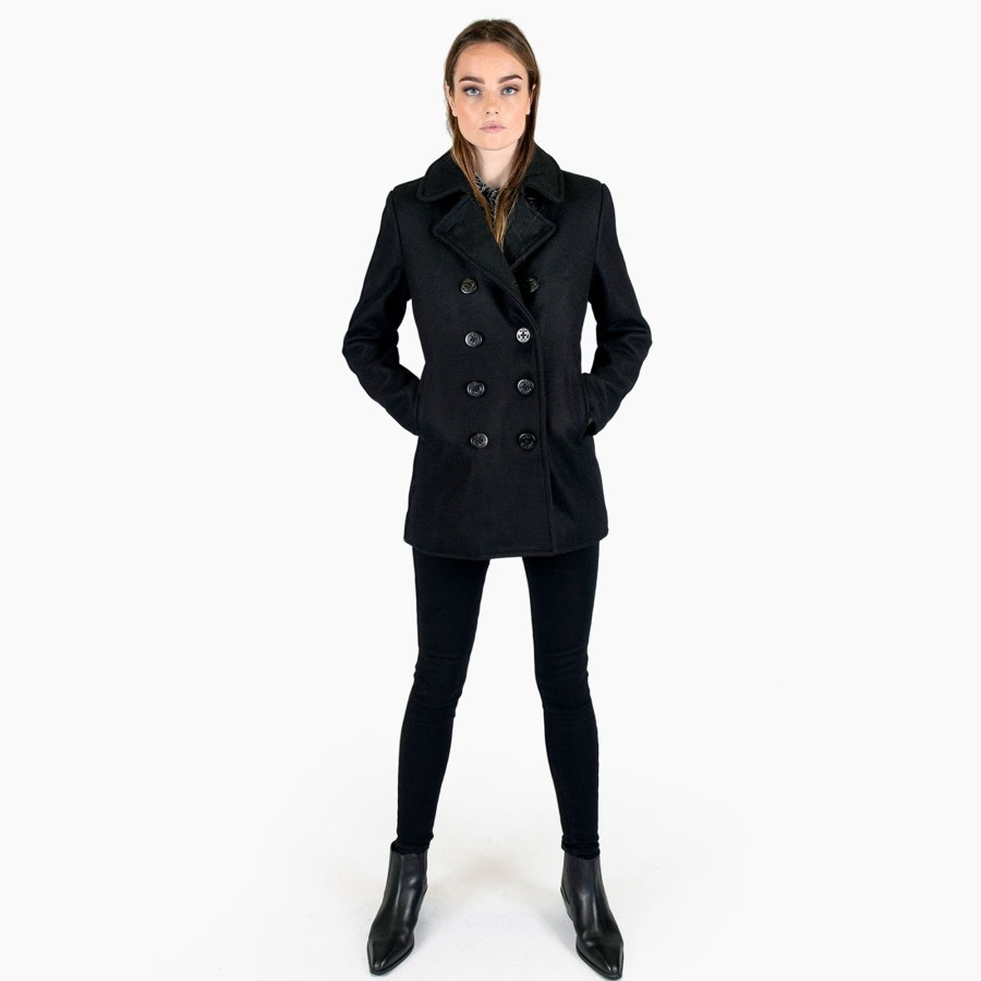 Women Straight To Hell Apparel Coats & Jackets | Guardian - Wool Pea Coat (Size M, L, Xl)