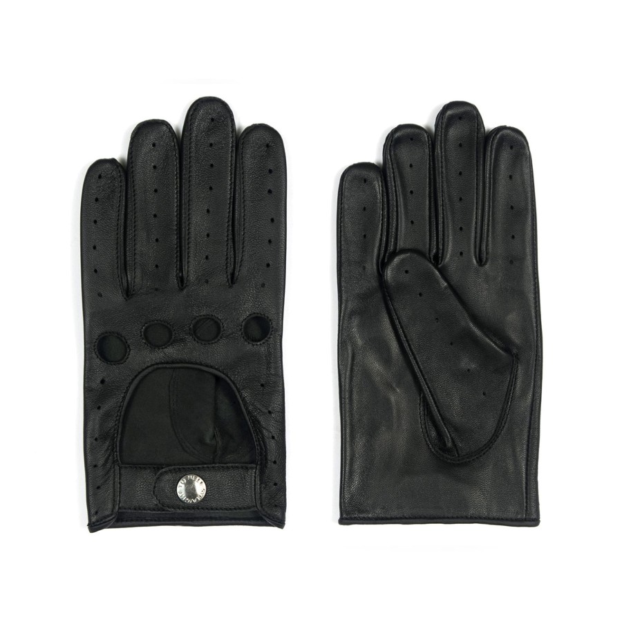 Men Straight To Hell Apparel Gloves | Bullitt - Black And Nickel Leather Gloves