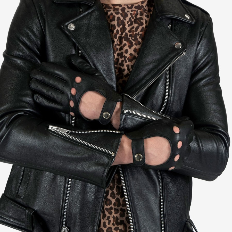 Men Straight To Hell Apparel Gloves | Bullitt - Black And Nickel Leather Gloves