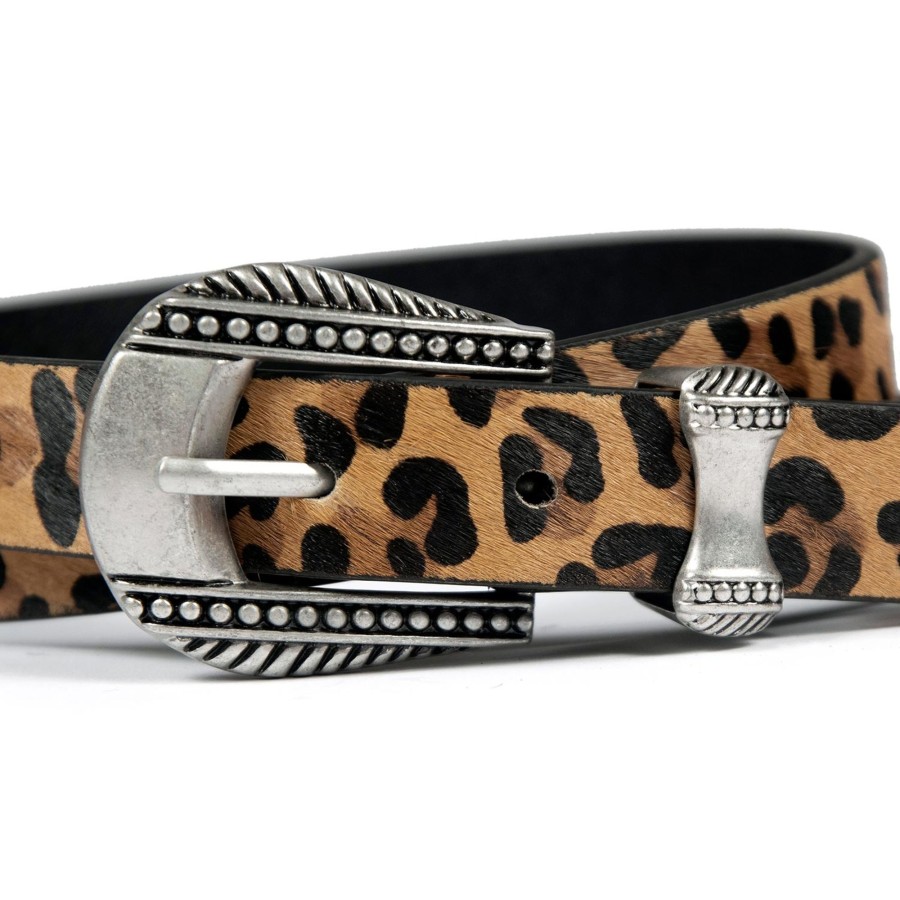 Men Straight To Hell Apparel Belts | Calvera - Leopard Print Leather Belt (Size 28, 30, 32)