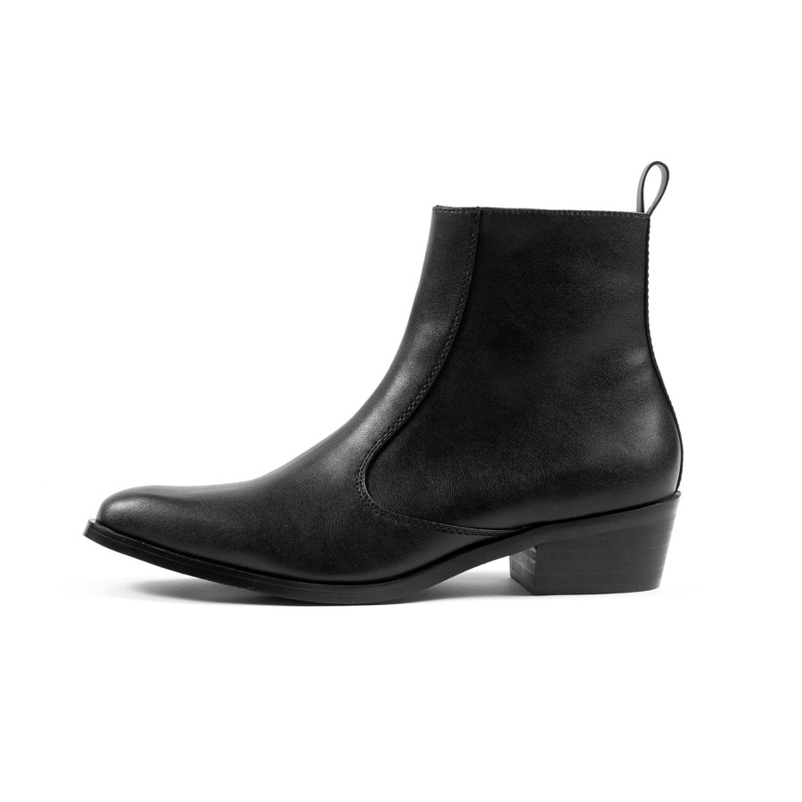 Men Straight To Hell Apparel Vegan | Vegan Richards - Black Faux Leather Zip Boots