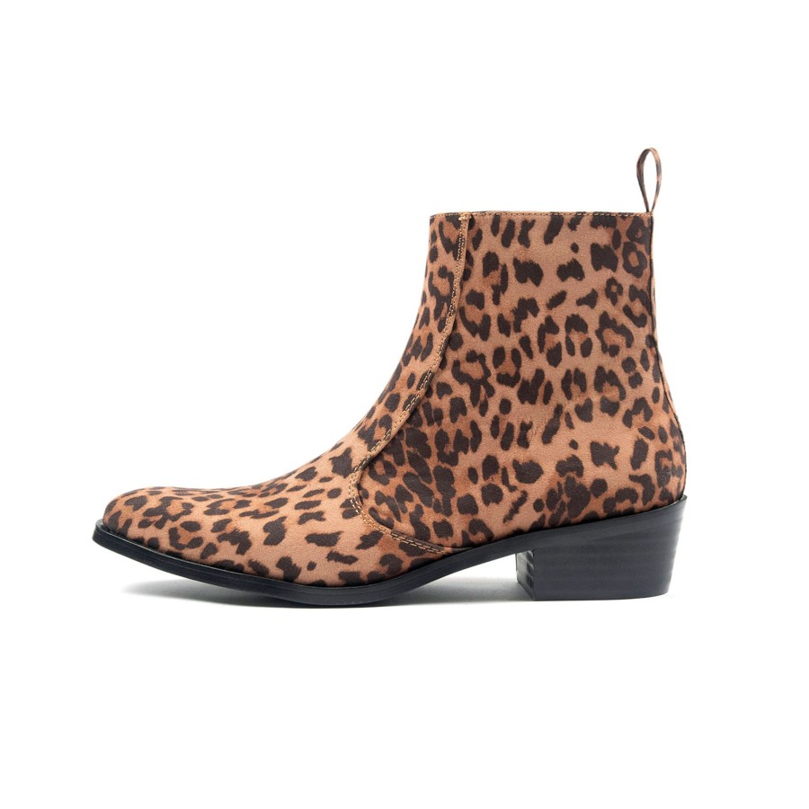 Men Straight To Hell Apparel Vegan | Vegan Richards - Leopard Zip Boots