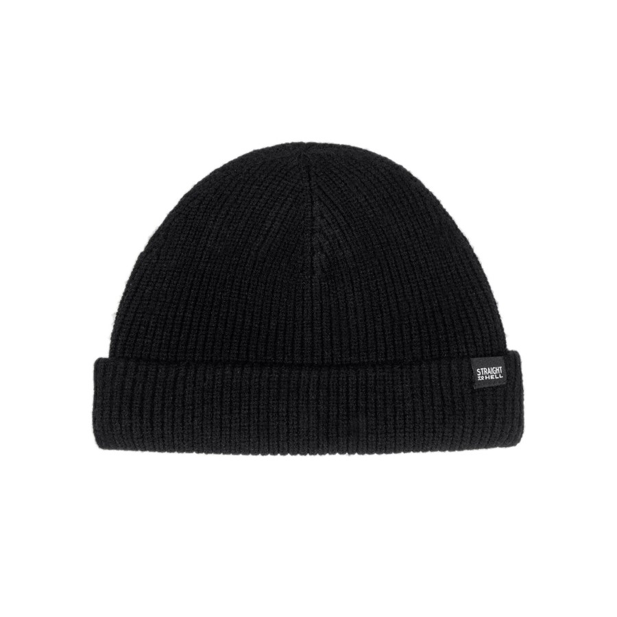 Women Straight To Hell Apparel Hats & Beanies | Wanderer - Black Viscose Short Beanie