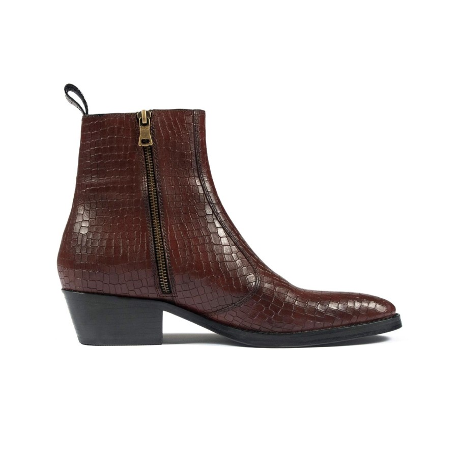 Women Straight To Hell Apparel Boots | Richards - Burgundy Snakeskin (Size 6, 7, 7.5, 8, 8.5, 9.5, 12)