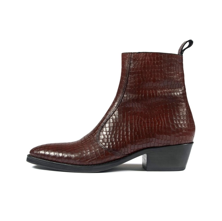 Women Straight To Hell Apparel Boots | Richards - Burgundy Snakeskin (Size 6, 7, 7.5, 8, 8.5, 9.5, 12)