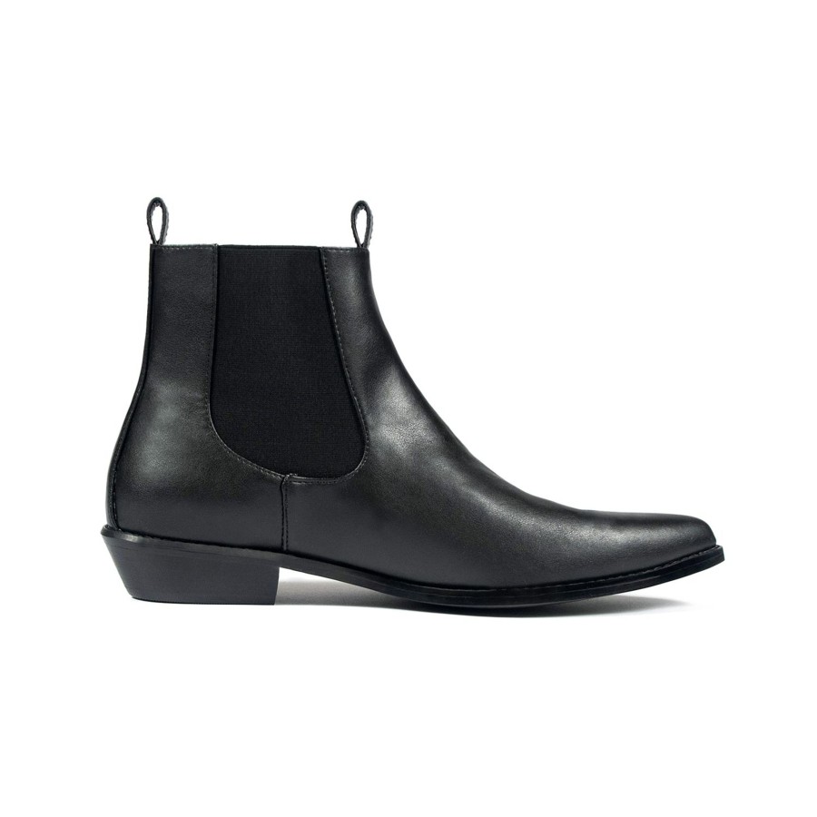 Men Straight To Hell Apparel Boots | Vegan Addison - Black Faux Leather Chelsea Boots