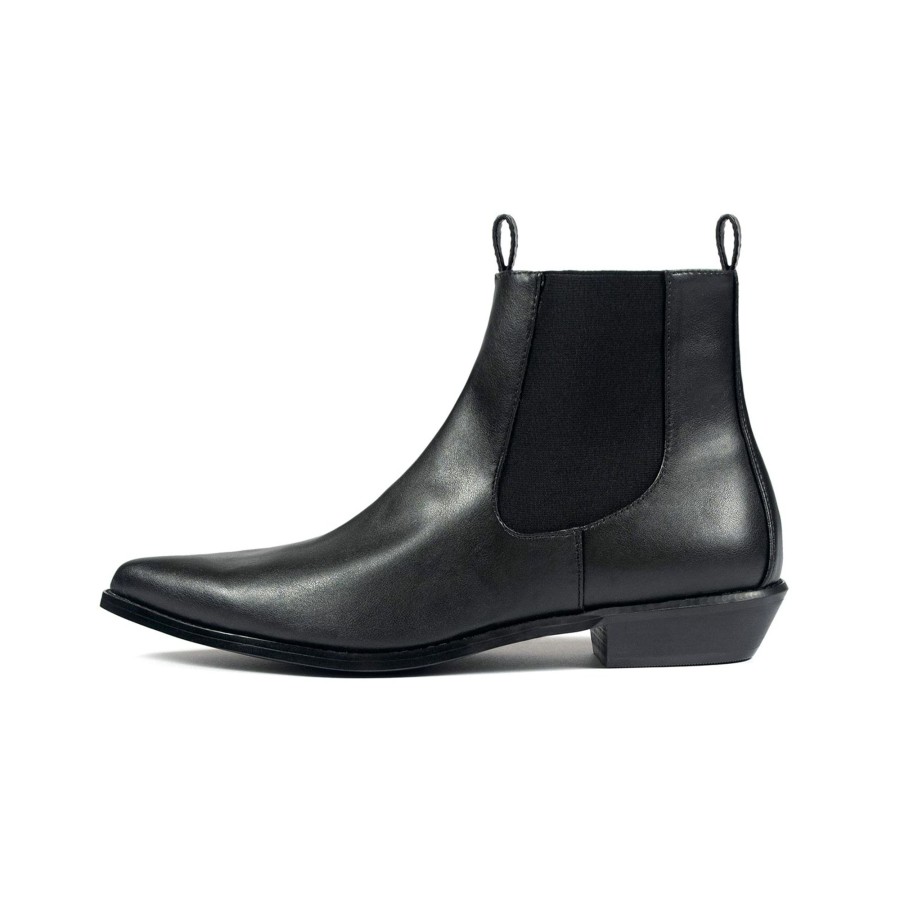 Men Straight To Hell Apparel Boots | Vegan Addison - Black Faux Leather Chelsea Boots