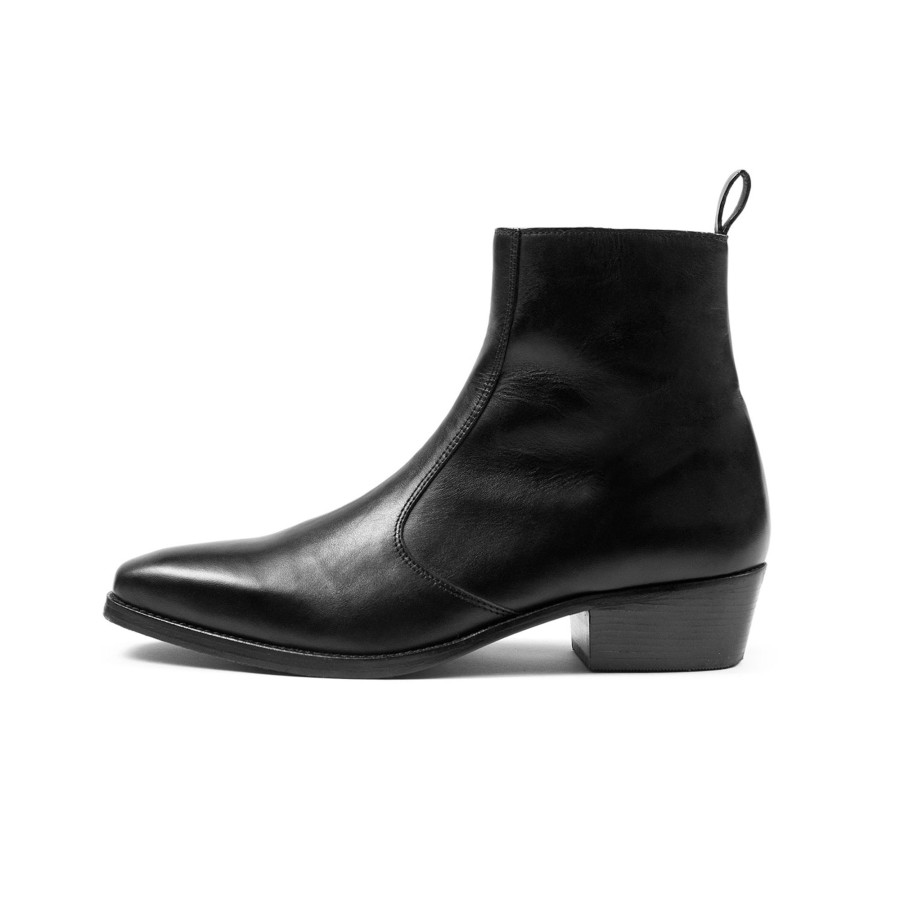 Men Straight To Hell Apparel Boots | Richards - Black Leather Zip Boot