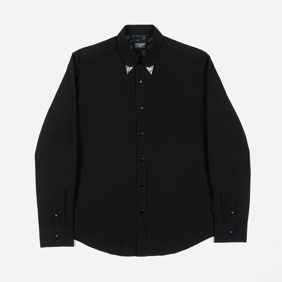 Men Straight To Hell Apparel Shirts | Bad Seed - Black Shirt With Collar Tips