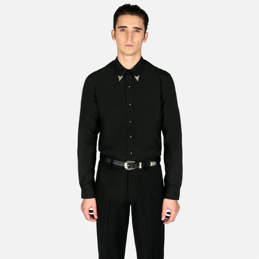 Men Straight To Hell Apparel Shirts | Bad Seed - Black Shirt With Collar Tips