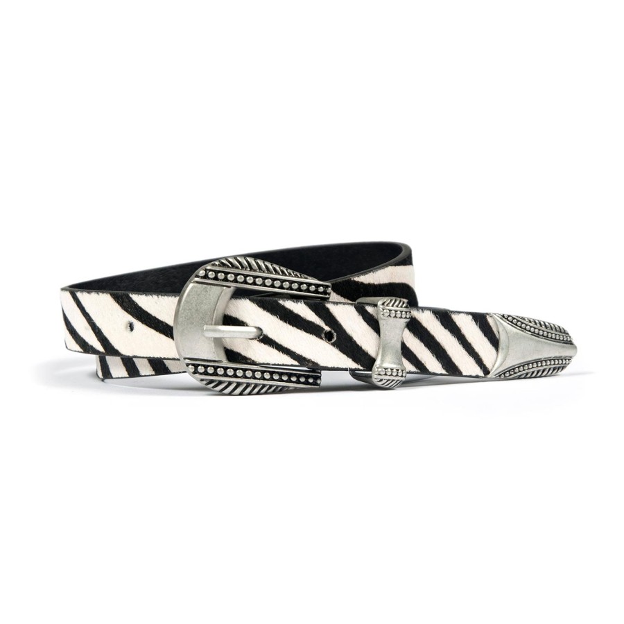 Men Straight To Hell Apparel Belts | Calvera - Zebra Print Leather Belt (Size 28, 30, 32, 34, 36, 40, 42)