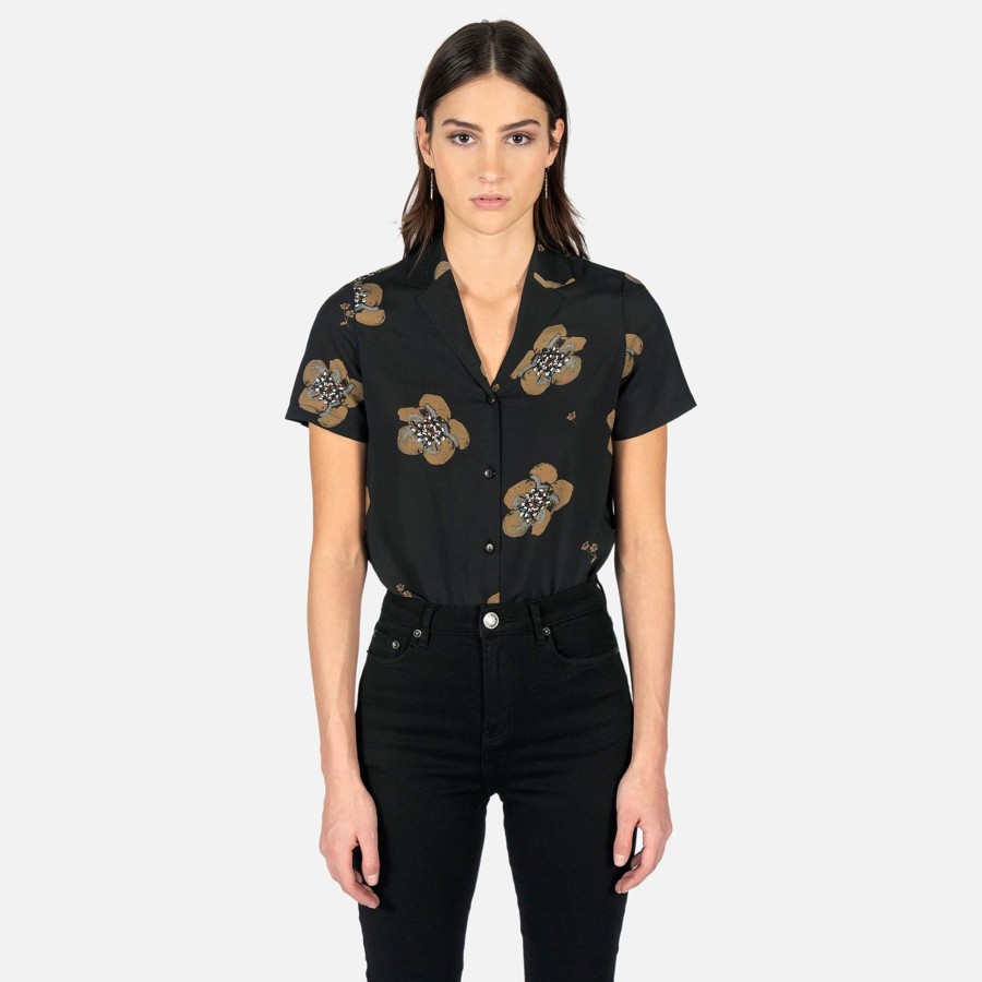 Women Straight To Hell Apparel Shirts & Tops | Heart Full Of Soul - Black And Yellow Floral Print Shirt