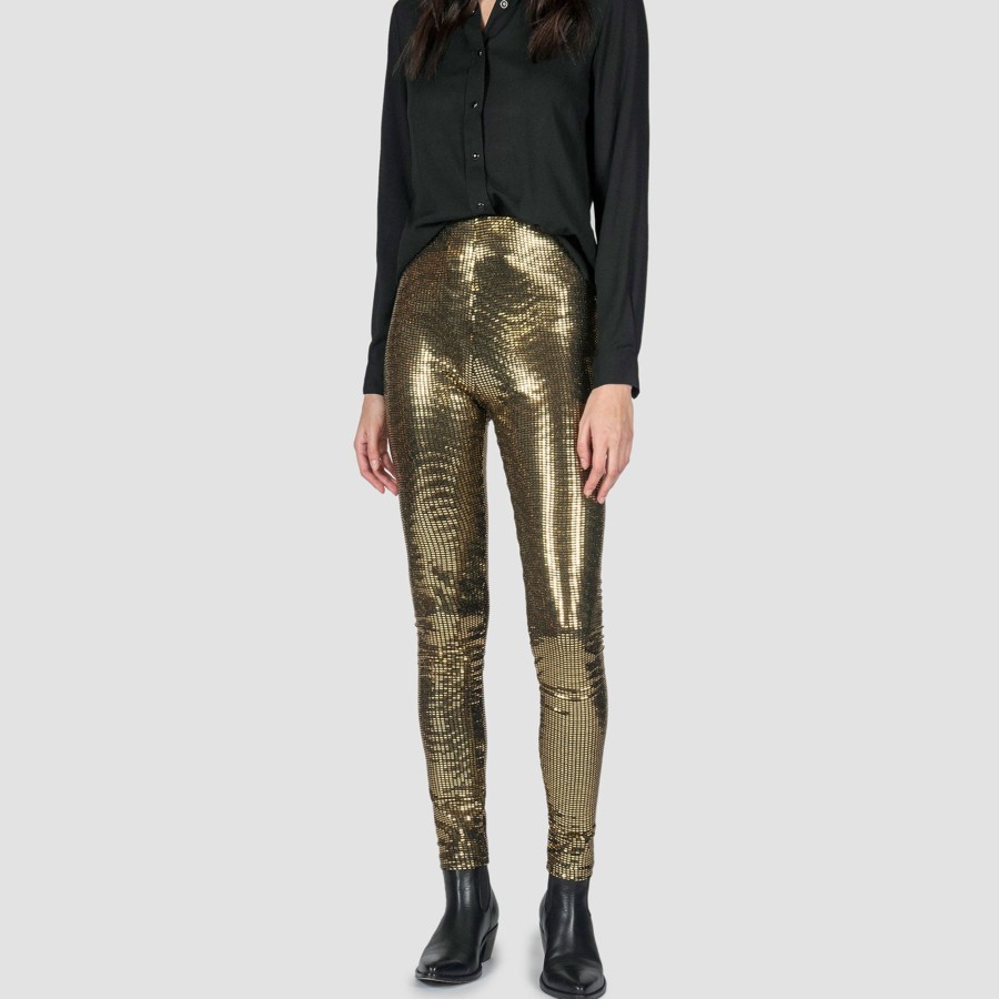 Women Straight To Hell Apparel Leggings | Fever - Disco Gold Leggings (Size 25, 26, 27, 28, 29, 30, 31, 32, 33)