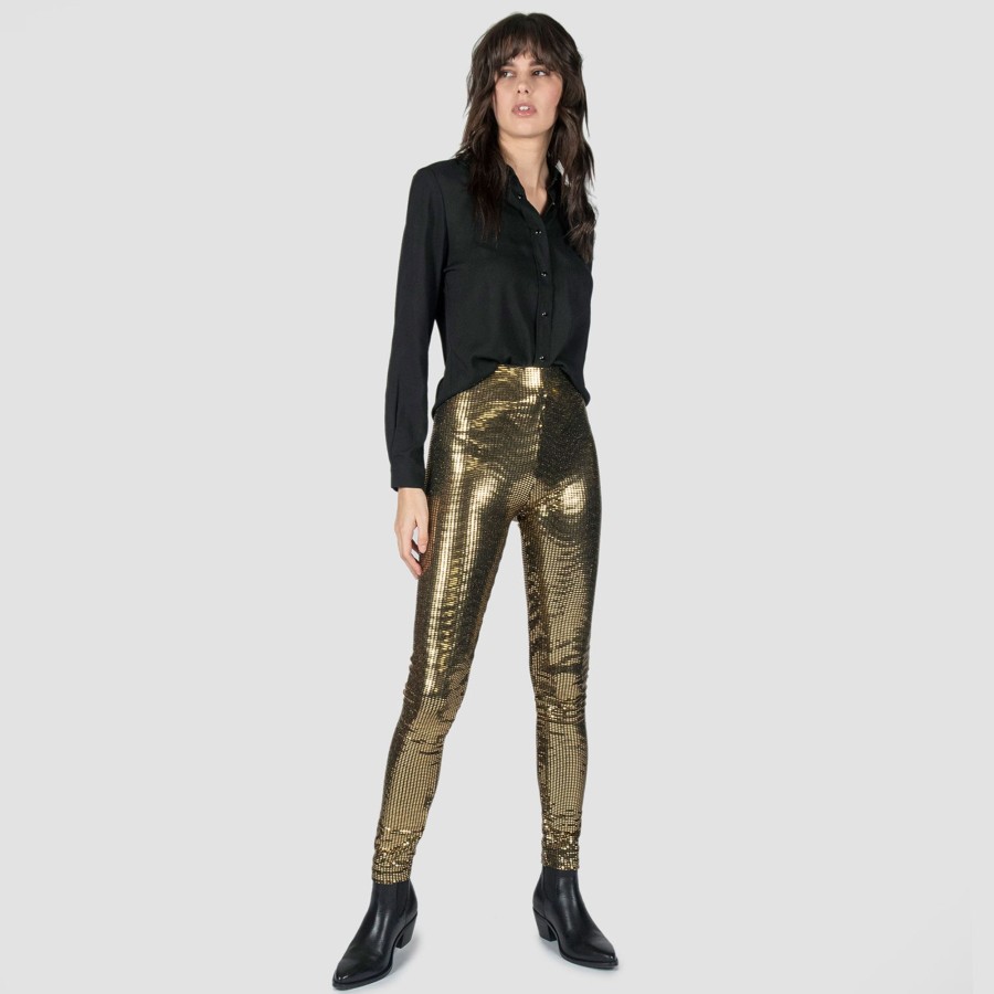 Women Straight To Hell Apparel Leggings | Fever - Disco Gold Leggings (Size 25, 26, 27, 28, 29, 30, 31, 32, 33)