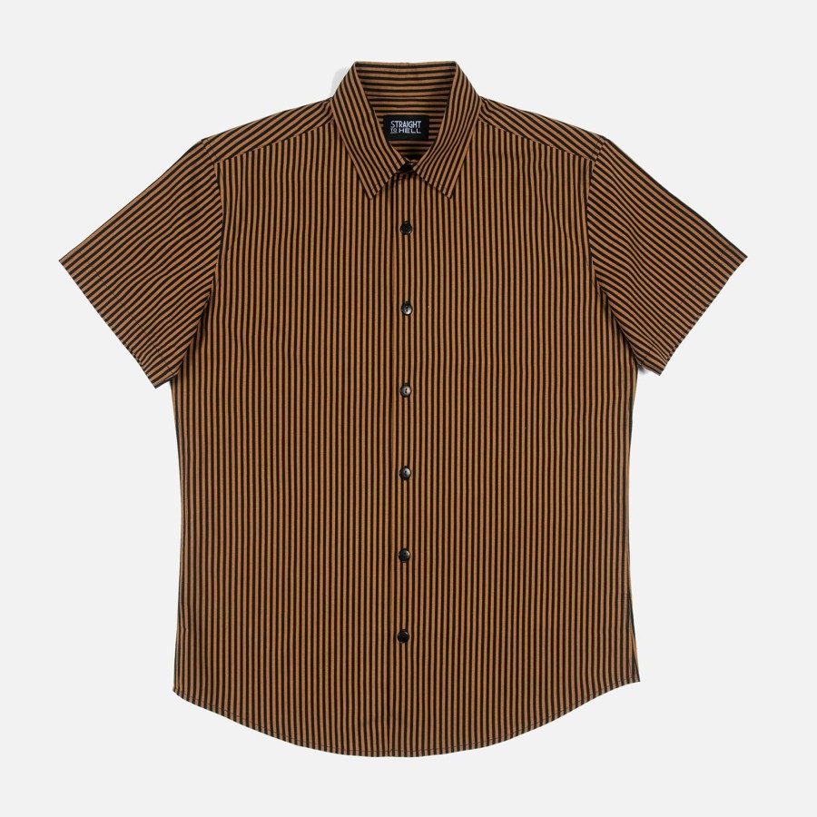 Men Straight To Hell Apparel Shirts | Rip This Joint - Black And Brown Striped Shirt (Size Xs, M, L, Xl, 2Xl, 3Xl)