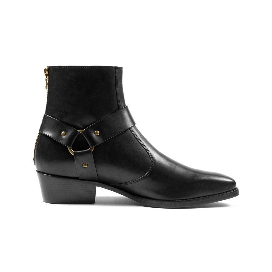 Men Straight To Hell Apparel Boots | Libertine - Black And Brass Leather Harness Boots