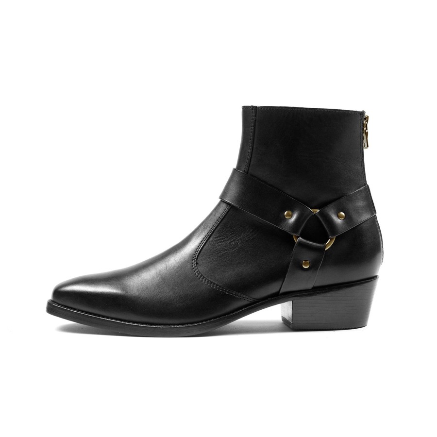 Men Straight To Hell Apparel Boots | Libertine - Black And Brass Leather Harness Boots