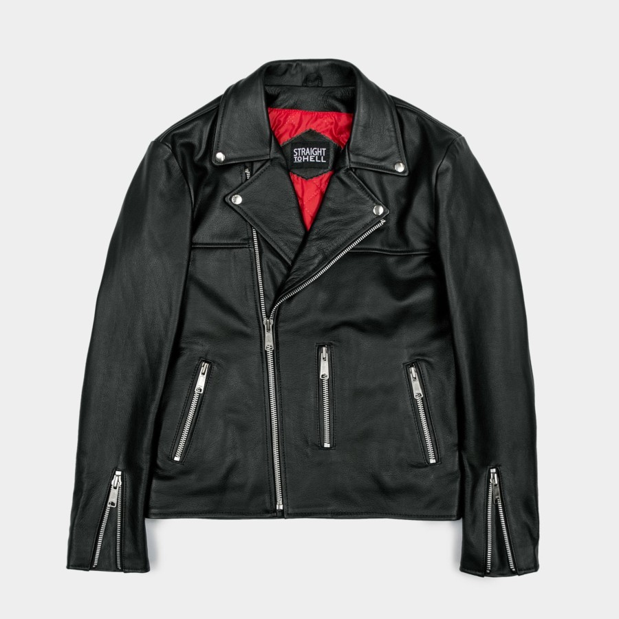 Men Straight To Hell Apparel Leather Jackets | Bristol - Red Lining - Leather Jacket