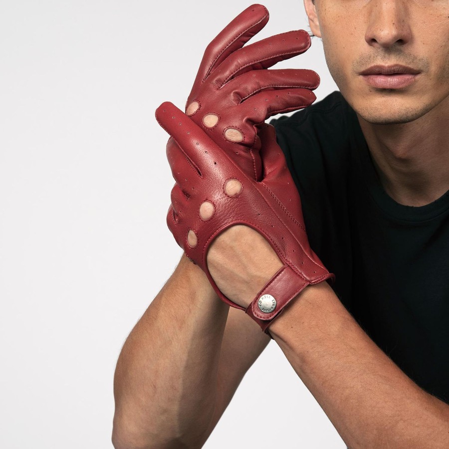 Men Straight To Hell Apparel Gloves | Bullitt - Burgundy Leather Gloves