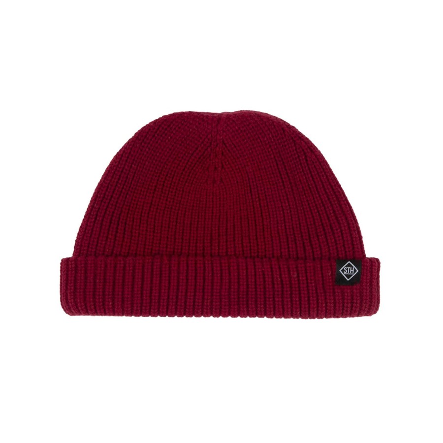 Women Straight To Hell Apparel Hats & Beanies | Peewee - Burgundy Cotton Short Beanie