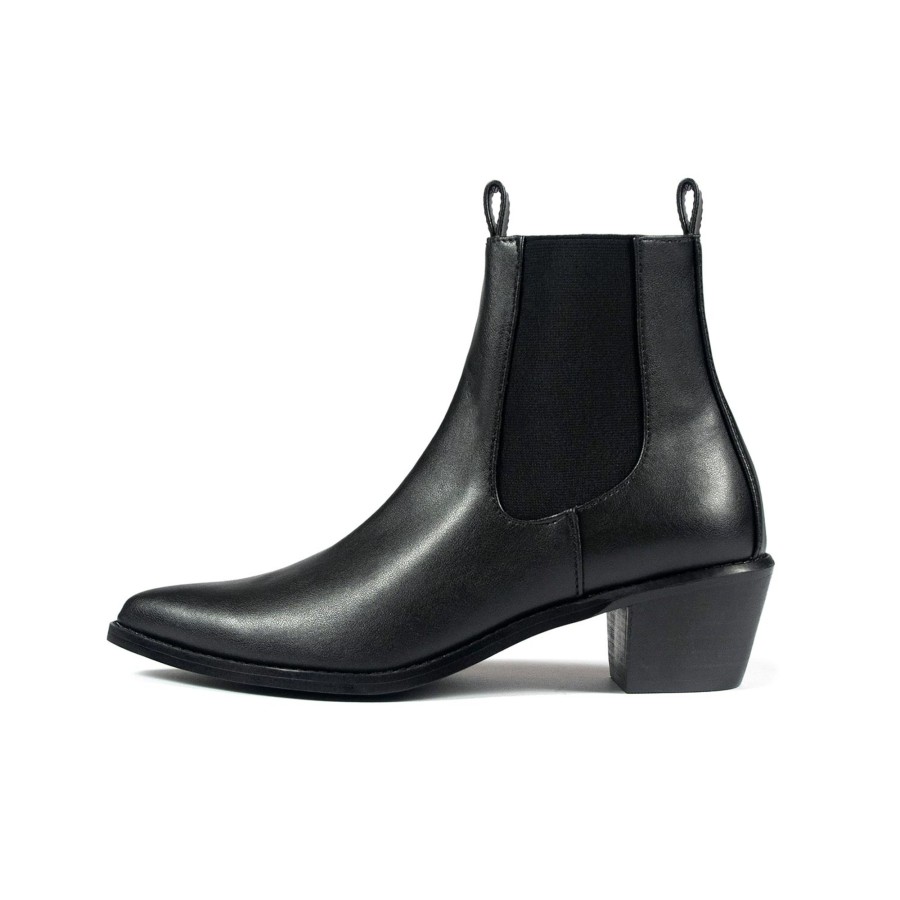 Women Straight To Hell Apparel Boots | Vegan Addison - Black Faux Leather Chelsea Boots (Size 6, 7, 7.5, 8, 8.5, 9, 9.5, 10, 12)