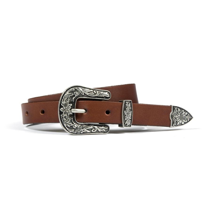 Men Straight To Hell Apparel Belts | Freddie - Brown Leather Belt (Size 28, 30, 32, 34, 36, 40, 42)