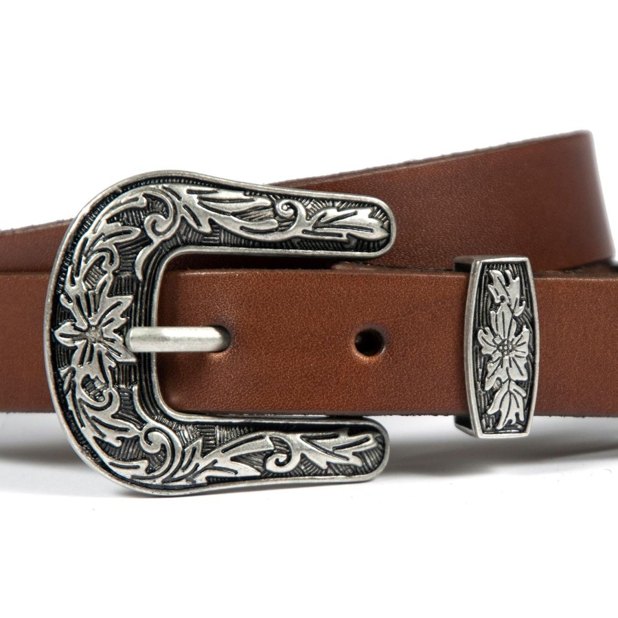 Men Straight To Hell Apparel Belts | Freddie - Brown Leather Belt (Size 28, 30, 32, 34, 36, 40, 42)