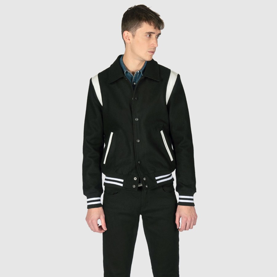 Women Straight To Hell Apparel Coats & Jackets | Jet - Black And White Varsity Jacket