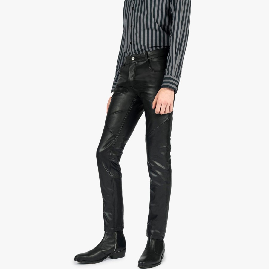 Men Straight To Hell Apparel Pants | Vegan Skinny James - Skinny Fit Faux Leather Pants