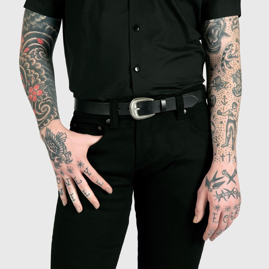 Men Straight To Hell Apparel Belts | Vegan Wyatt - Black Faux Leather Belt