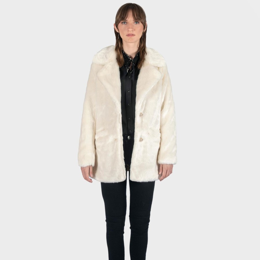 Women Straight To Hell Apparel Coats & Jackets | Deville - Cream Faux Fur Coat (Size Xs, S, M, L, Xl, 2Xl, 3Xl, 4Xl)