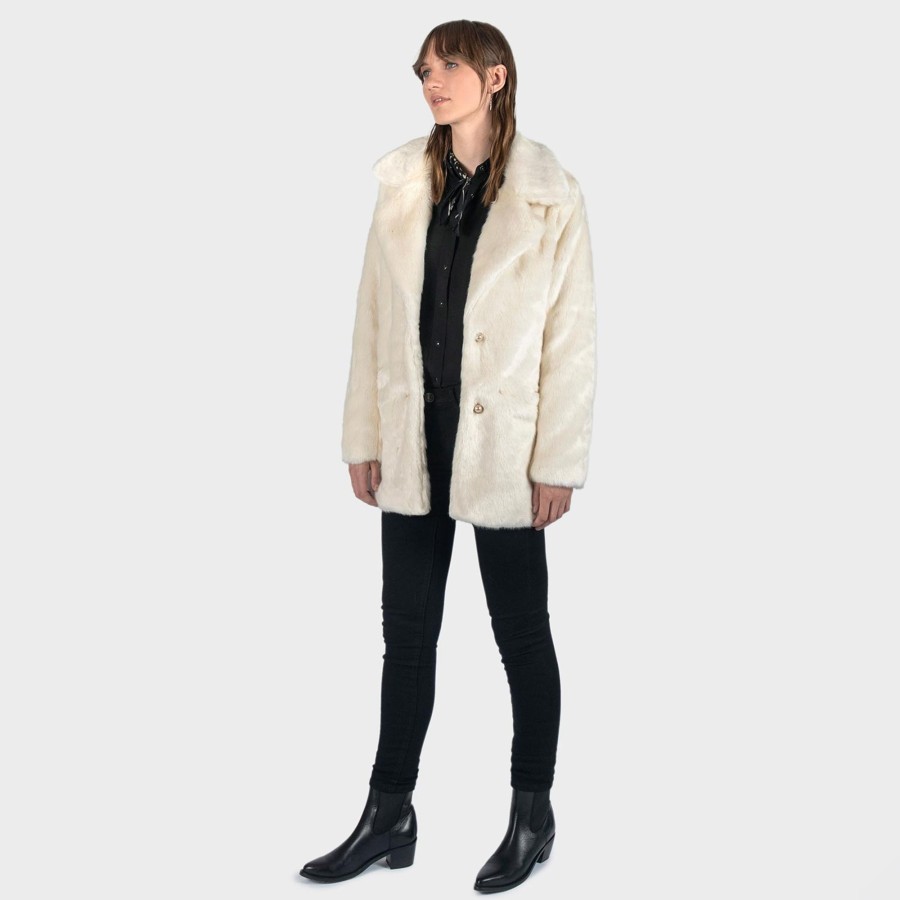 Women Straight To Hell Apparel Coats & Jackets | Deville - Cream Faux Fur Coat (Size Xs, S, M, L, Xl, 2Xl, 3Xl, 4Xl)