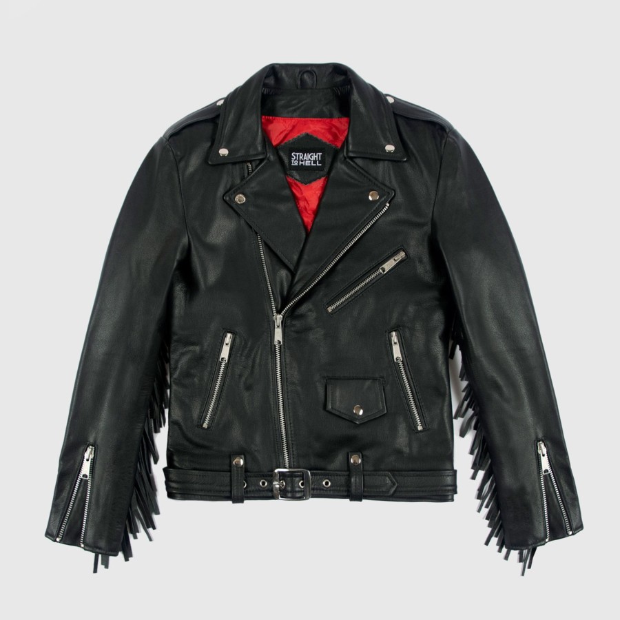 Men Straight To Hell Apparel Leather Jackets | Commando Fringe - Leather Jacket With Fringe