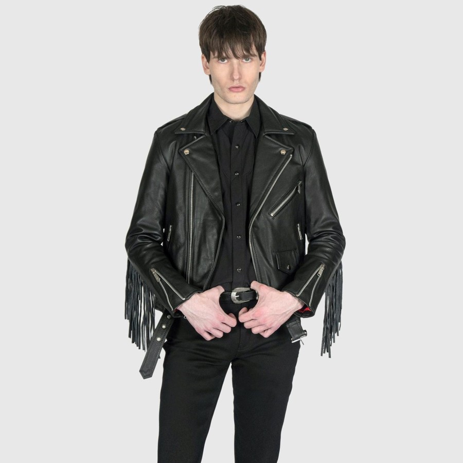 Men Straight To Hell Apparel Leather Jackets | Commando Fringe - Leather Jacket With Fringe