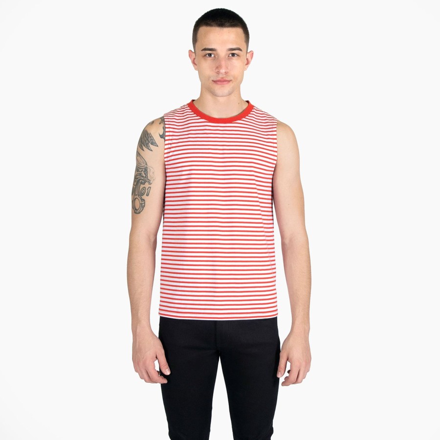 Men Straight To Hell Apparel T-Shirts & Tank Tops | Diego - Red And White Striped Tank Top (Size Xs, S, M, L, Xl, 2Xl, 3Xl)