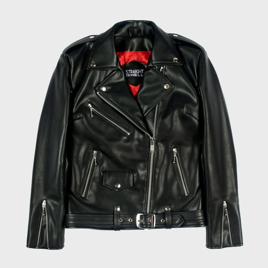 Women Straight To Hell Apparel Vegan Leather Jackets | Vegan Commando Oversized - Faux Leather Jacket