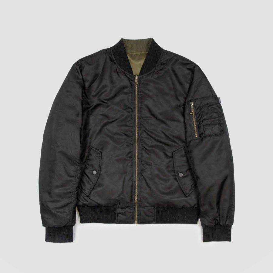 Women Straight To Hell Apparel Coats & Jackets | Del Bomber - Black And Green Reversible Flight Jacket