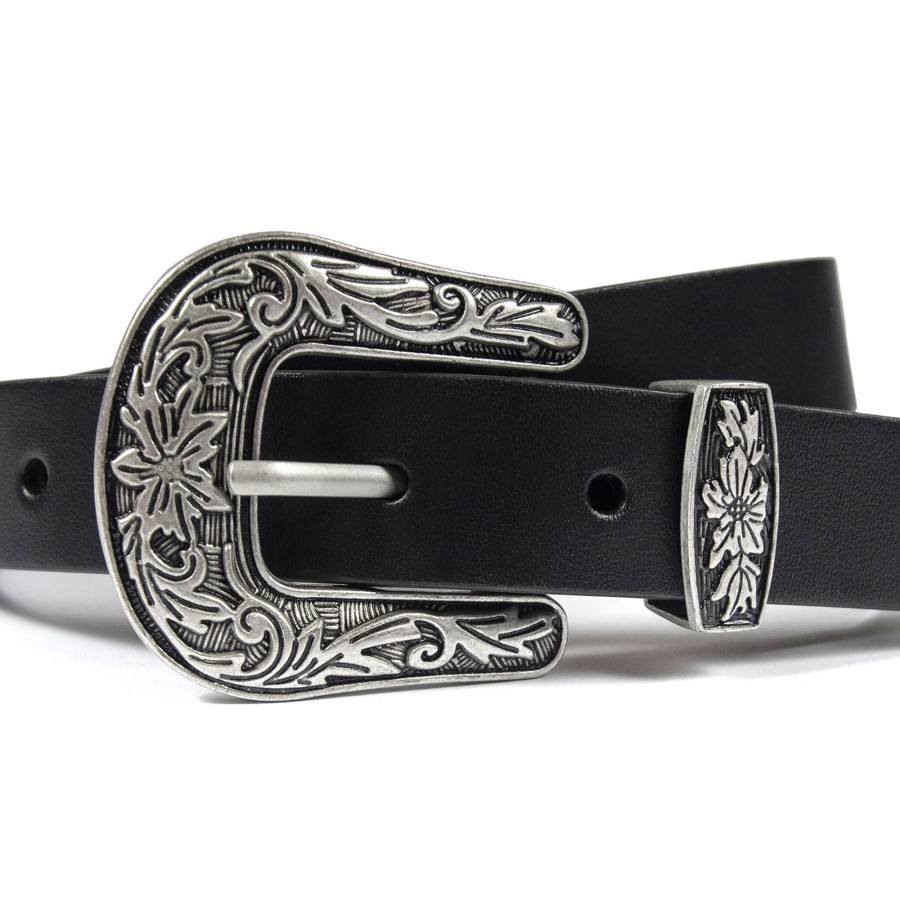 Men Straight To Hell Apparel Belts | Freddie - Black Leather Belt