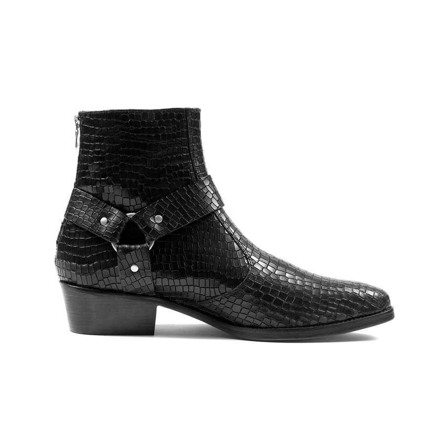 Men Straight To Hell Apparel Boots | Libertine - Black Snakeskin (Size 14)