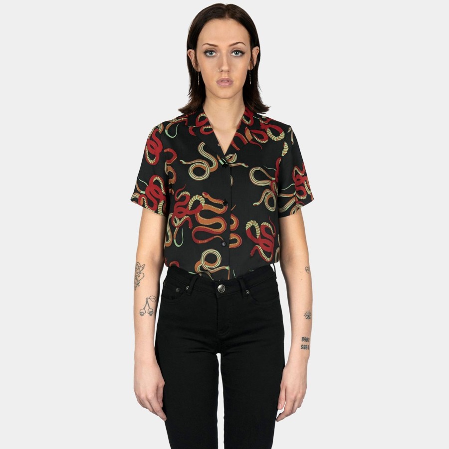 Women Straight To Hell Apparel Shirts & Tops | Snake Dance Blues - Snake Motif Print Shirt (Size Xs, S, M, L, 2Xl, 3Xl, 4Xl)