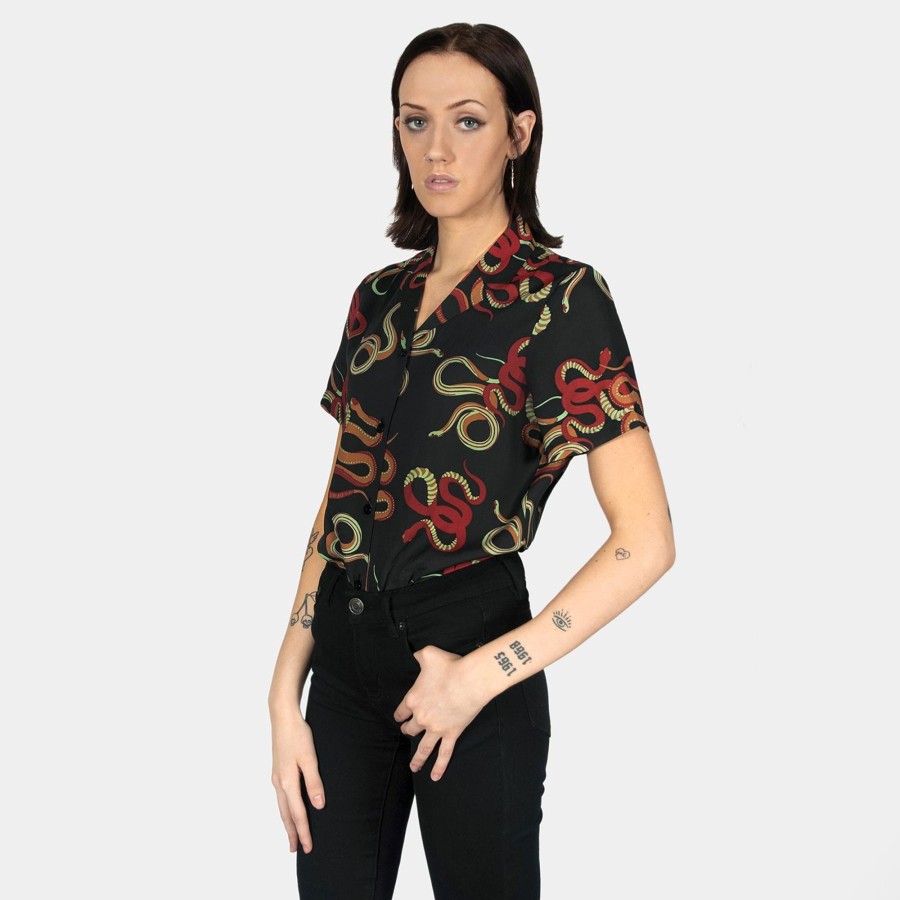 Women Straight To Hell Apparel Shirts & Tops | Snake Dance Blues - Snake Motif Print Shirt (Size Xs, S, M, L, 2Xl, 3Xl, 4Xl)